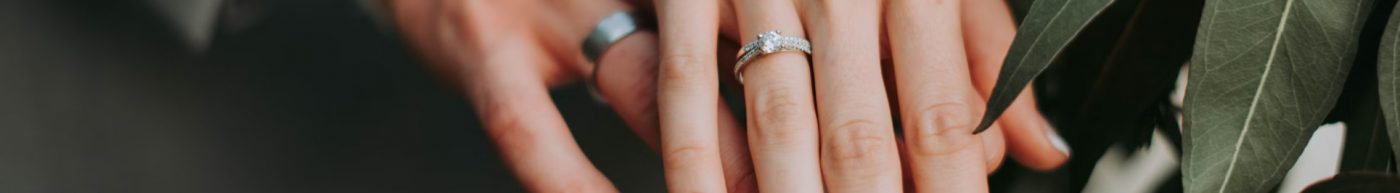 wedding band and wedding ring with leaves