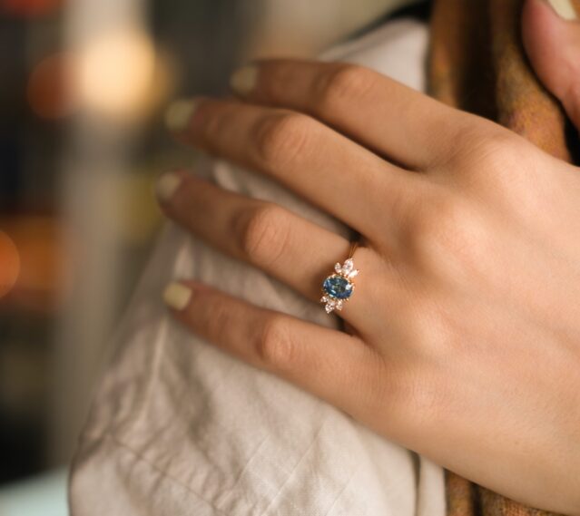 woman wearing vintage ring