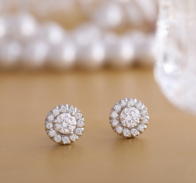 pair of diamond earrings