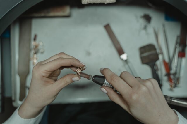 jeweller repairing a ring