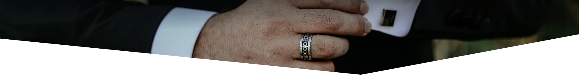 mens wedding band on hand