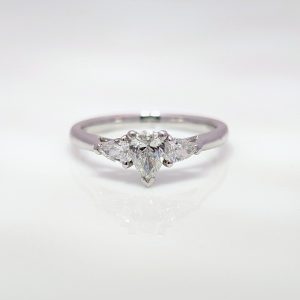 0.57ct Trilogy Pear Diamond Engagement Ring Diamond Set Shoulders Platinum | 35653