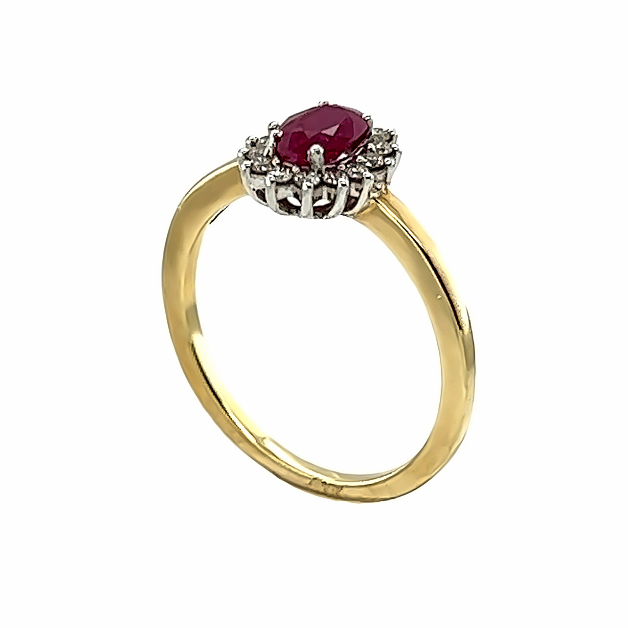 Ruby cluster sales ring yellow gold