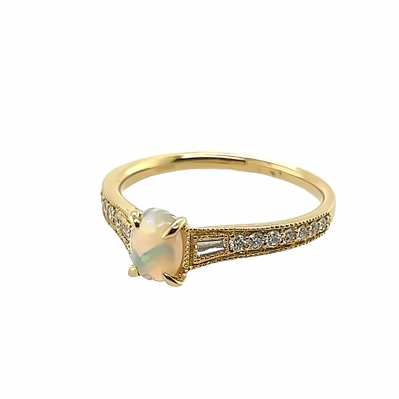 18ct Yellow Gold Opal and Diamond ring Aleks Jewellers