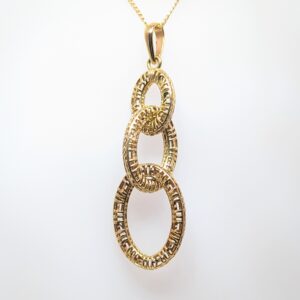 Transform your favourite chain with a timeless pendant from Aleks Jewellers. Discover our Faceted Three Hoop Pendent in 9ct Yellow Gold.
