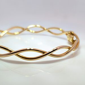 Oval Cross-Over Bangle 9ct Yellow Gold
