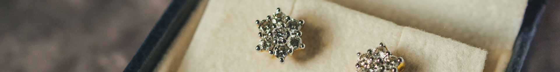close up of diamond stud earrings