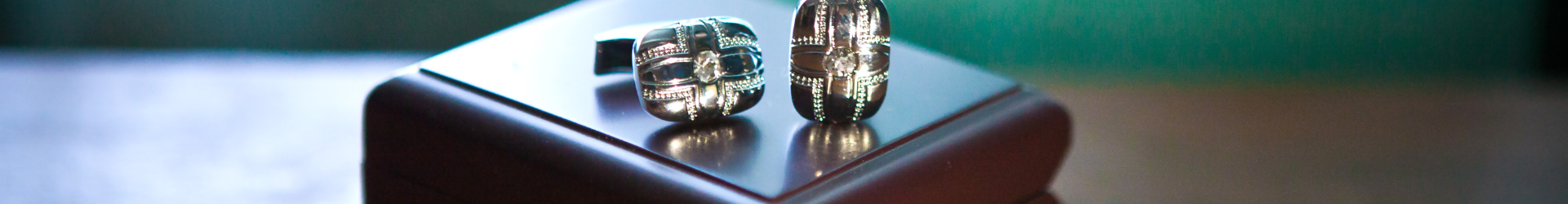 close up of mens silver cufflinks