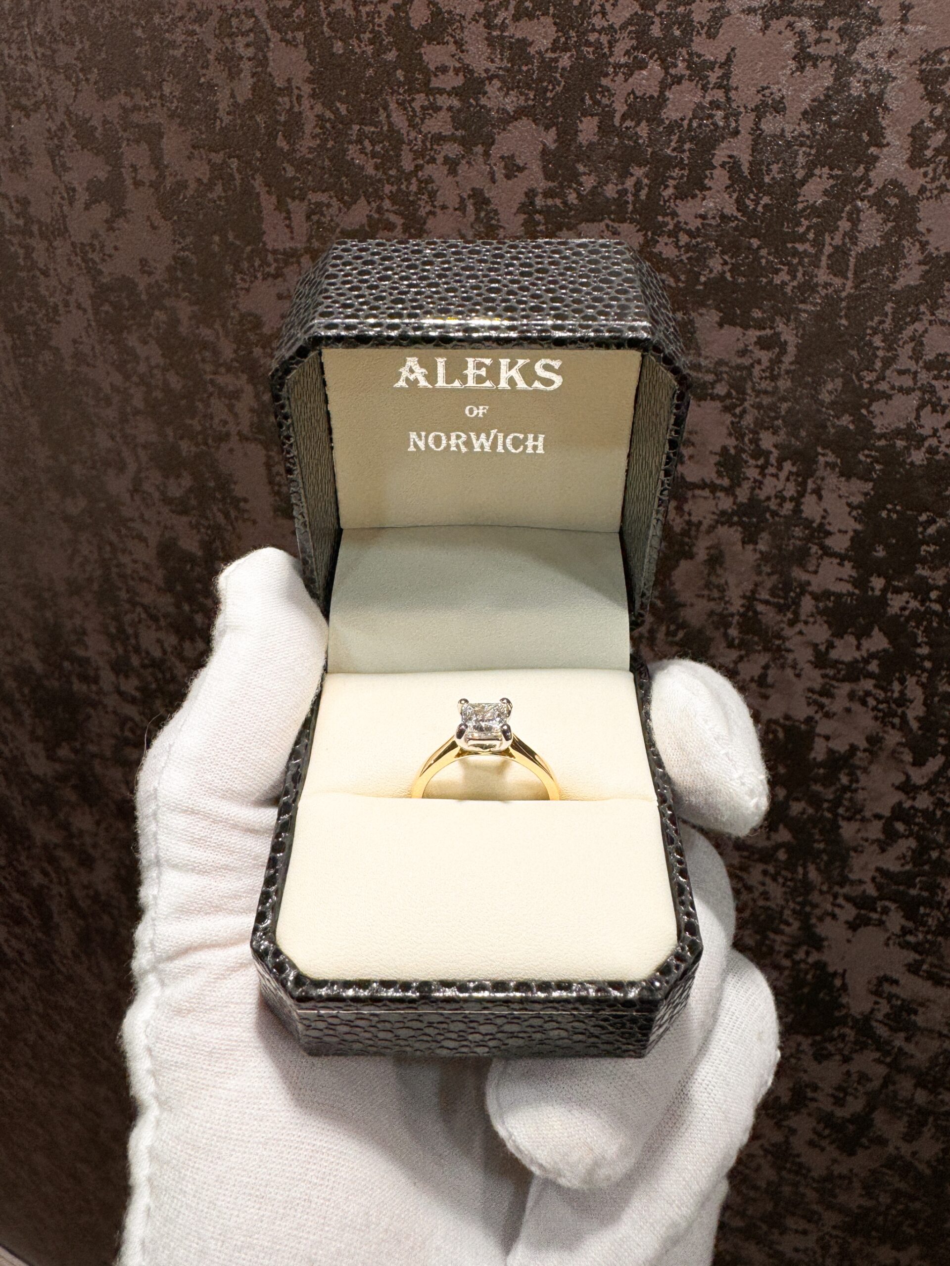 lab diamond ring in jewellery box