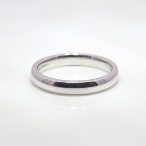 Discover our 3mm Court Wedding Band in 9ct White Gold. A wedding ring that has a rounded interior and a slightly domed exterior. It offers a soft, elegant profile with a comfortable fit and are suitable for most people looking for a blend of strength and style.