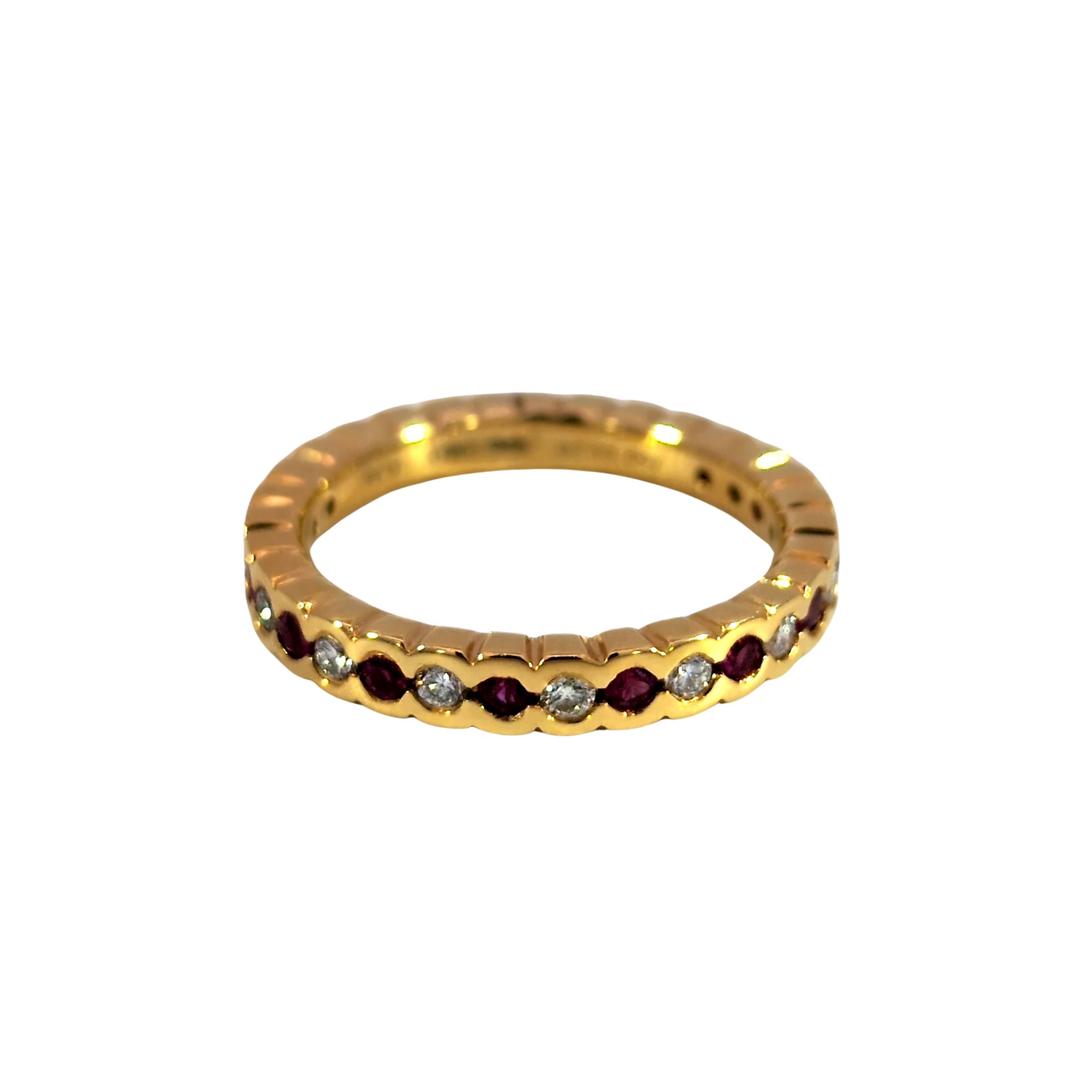 18ct Yellow Gold Ruby and Diamond Full Eternity Ring - Aleks Jewellers