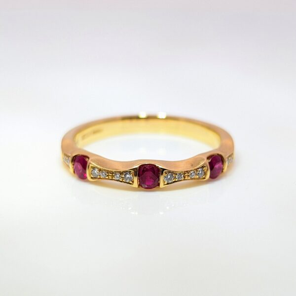 18ct Yellow Gold Ruby and Diamond Half Eternity Ring