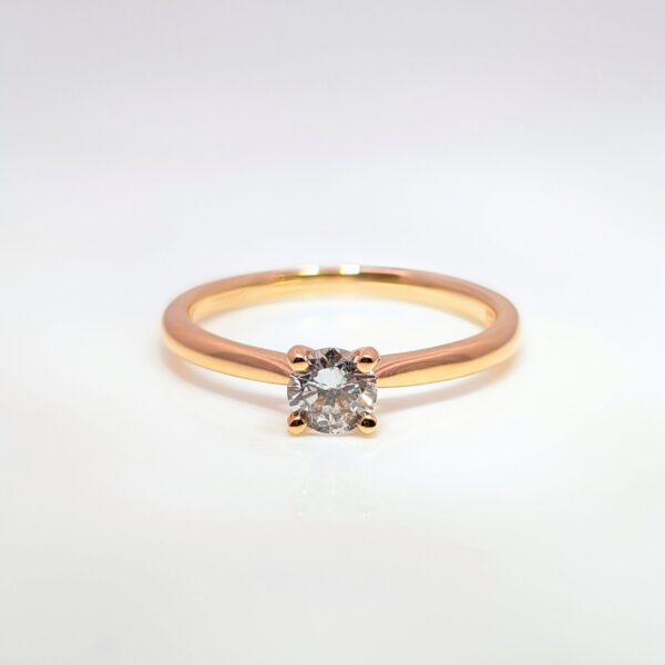 18ct Rose Gold 0.32ct Round Brilliant Cut Diamond Ring