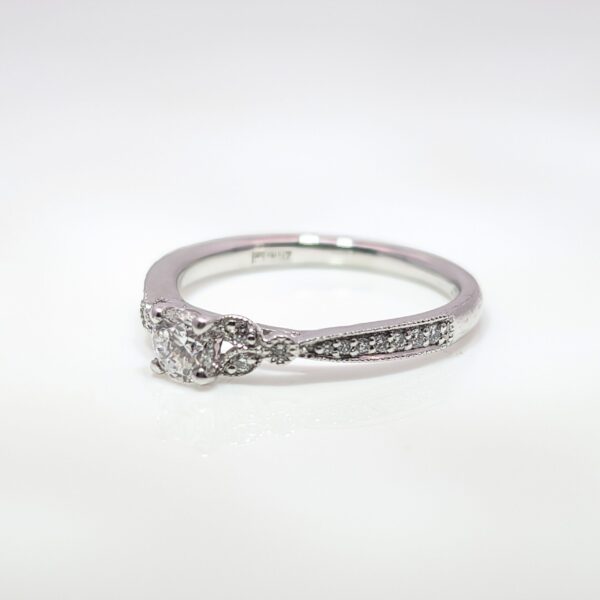 Platinum 0.30ct Pavé Diamond Engagement Ring with Milgrain Edge