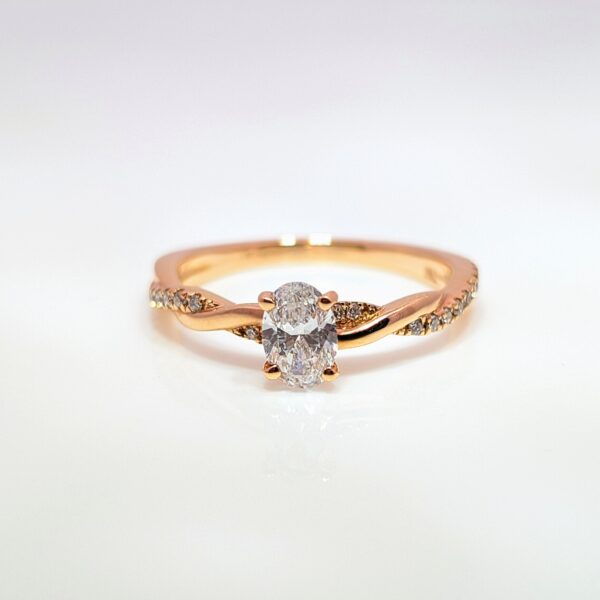 18ct Rose Gold 0.40ct Twist Oval Diamond Engagement Ring