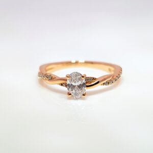 18ct Rose Gold 0.40ct Twist Oval Diamond Engagement Ring