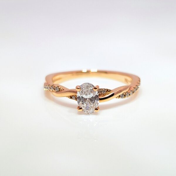 18ct Rose Gold 0.40ct Twist Oval Diamond Engagement Ring