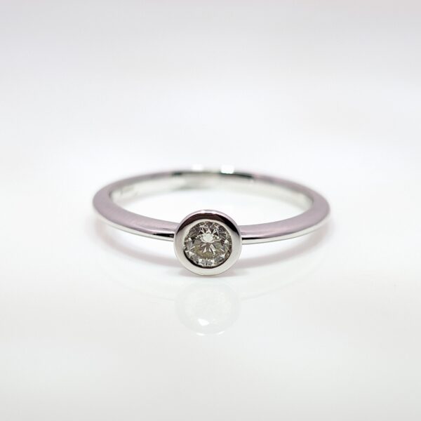 18ct White Gold Full Bezel Solitaire Diamond Ring