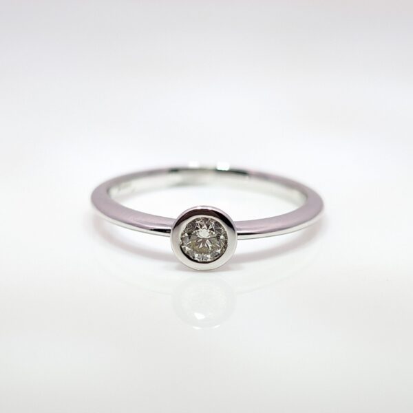 18ct White Gold Full Bezel Solitaire Diamond Ring