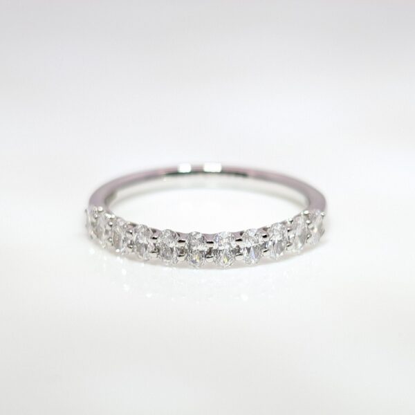 Platinum Oval 0.60ct Half Eternity Diamond Ring