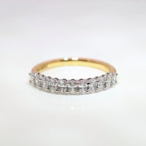 18ct Yellow Gold and Platinum 0.80ct Half Eternity Diamond Ring