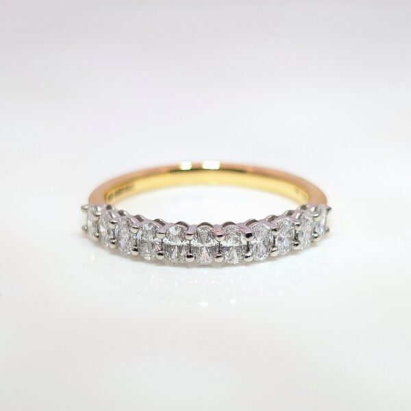 18ct Yellow Gold and Platinum 0.80ct Half Eternity Diamond Ring