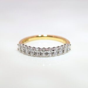 18ct Yellow Gold and Platinum 0.80ct Half Eternity Diamond Ring