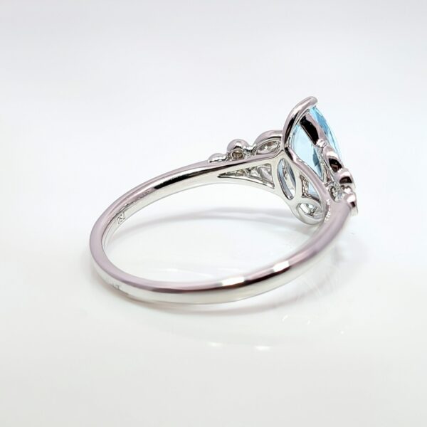 18ct White Gold Marquise Aquamarine and Diamond Ring