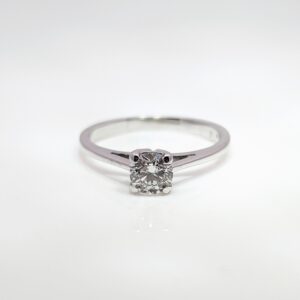 This timeless 0.40ct Round Brilliant Cut Diamond ring is a classic choice for engagements and couple who love jewellery with a story to tell.