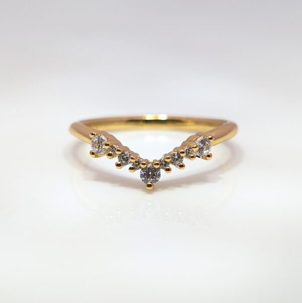 0.20ct Lab-Grown Diamond Shaped Tiara Wedding Ring 18K Yellow Gold | S2