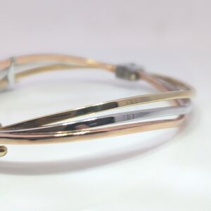 9K Tri-Colour Gold Wave Hinged/Clasp Bangle