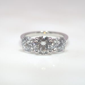3ct Lab Grown 3 Stone Diamond Engagement Ring 18K White Gold