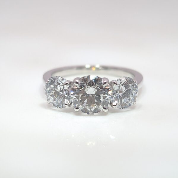 3ct Lab Grown 3 Stone Diamond Engagement Ring 18K White Gold