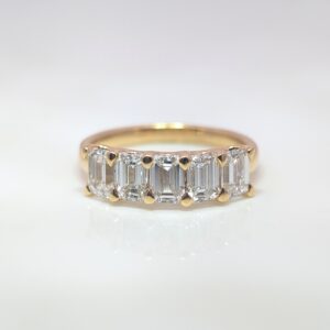 2.15ct Lab Grown 5 Stone Diamond Engagement Ring 18K Yellow Gold