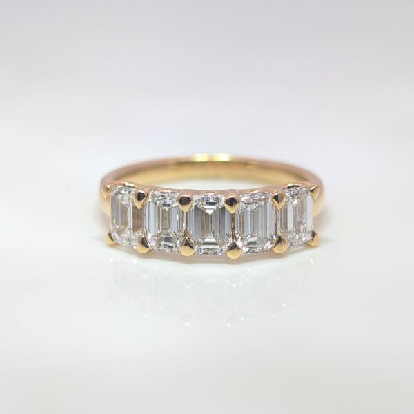 2.15ct Lab Grown 5 Stone Diamond Engagement Ring 18K Yellow Gold