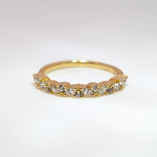 0.36ct Diamond Fancy Shaped Half Eternity Wedding Ring 9K Yellow Gold | AC2