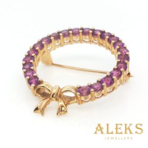 Pre-Loved Amethyst Brooch 9k Yellow Gold | 8441
