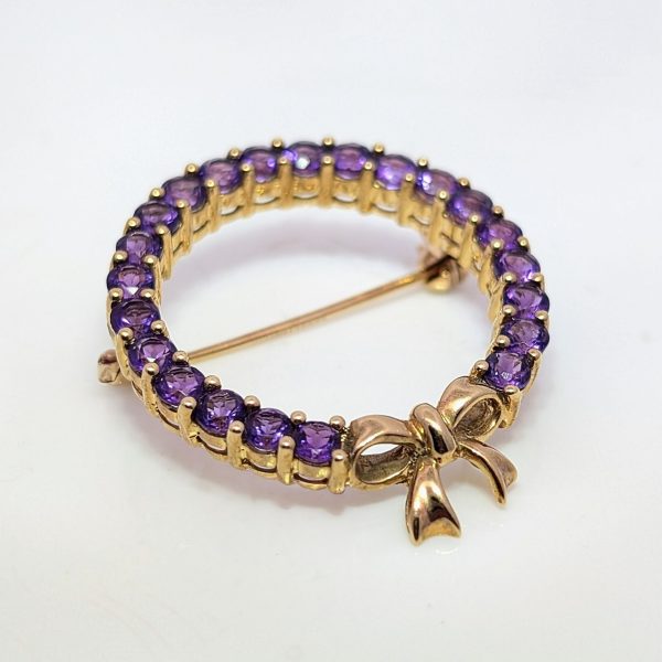 Pre-Loved Amethyst Brooch 9k Yellow Gold | 8441