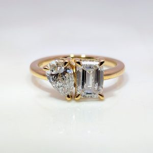 2.10ct Toi Et Moi Pear And Emerald Lab-Grown Diamond Engagement Ring 18k Yellow Gold | 42911