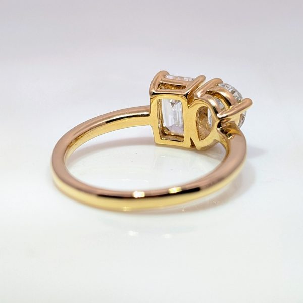 2.10ct Toi Et Moi Pear And Emerald Lab-Grown Diamond Engagement Ring 18k Yellow Gold | 42911 - Image 2