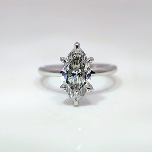 2.10ct Lab-Grown Signature Marquise Diamond Engagement Ring Hidden Halo Platinum | 138673