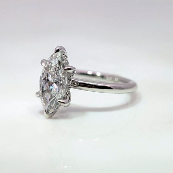 2.10ct Lab-Grown Signature Marquise Diamond Engagement Ring Hidden Halo Platinum | 138673 - Image 2