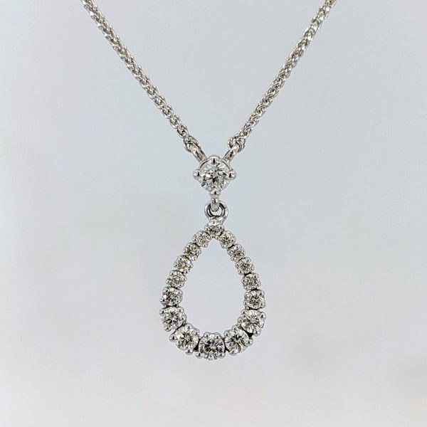 0.38ct Diamond Teardrop Necklace 18k White Gold | 16382