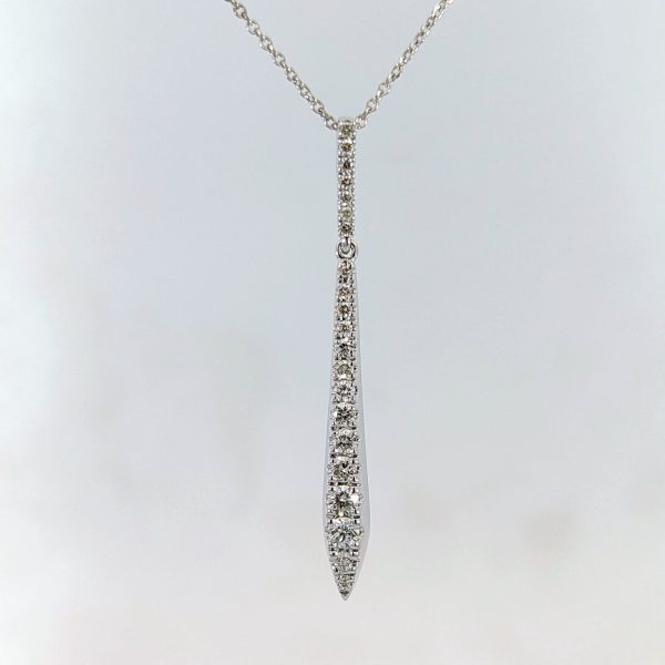 0.33ct Diamond Drop Pendant Necklace 9k White Gold | 25237