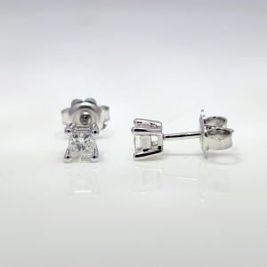 0.50cts Princess Cut Diamond Stud Earrings 9k White Gold | 32239