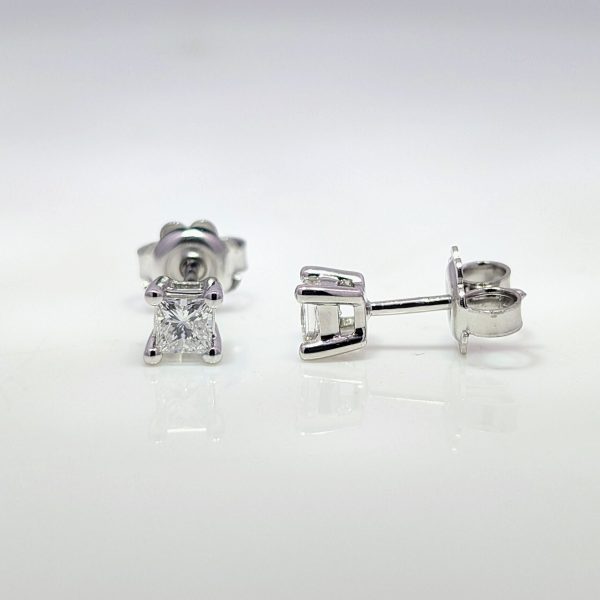 0.50cts Princess Cut Diamond Stud Earrings 9k White Gold | 32239