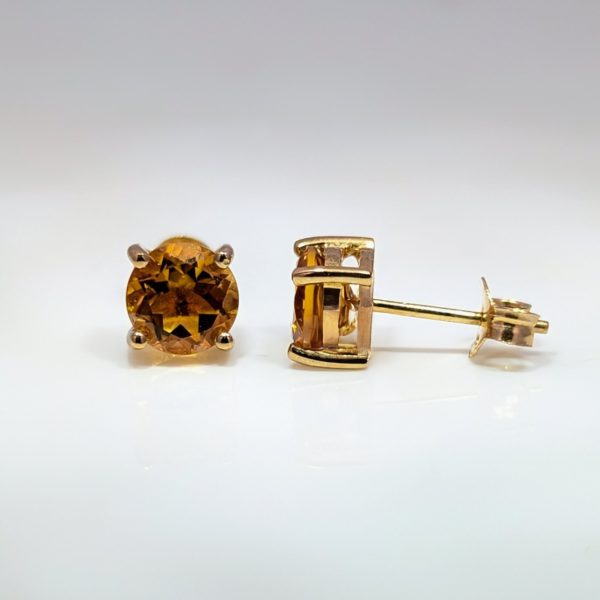 6mm Citrine Earring Studs 9k Yellow Gold | 35012
