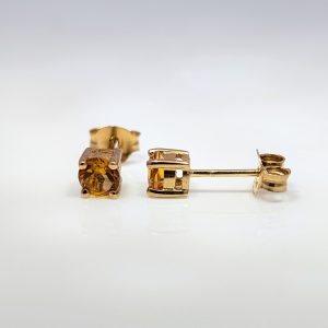 4mm Citrine Earring Studs 9k Yellow Gold | 35013