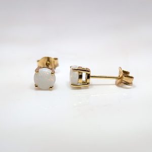 5mm Round Opal Stud Earrings 9k Yellow Gold | 35014