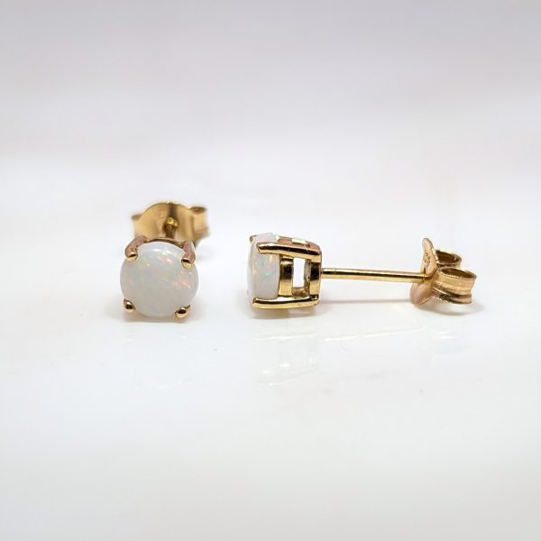 5mm Round Opal Stud Earrings 9k Yellow Gold | 35014